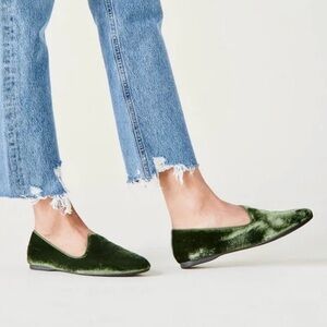 Birdies Olive Heron Velvet Loafers